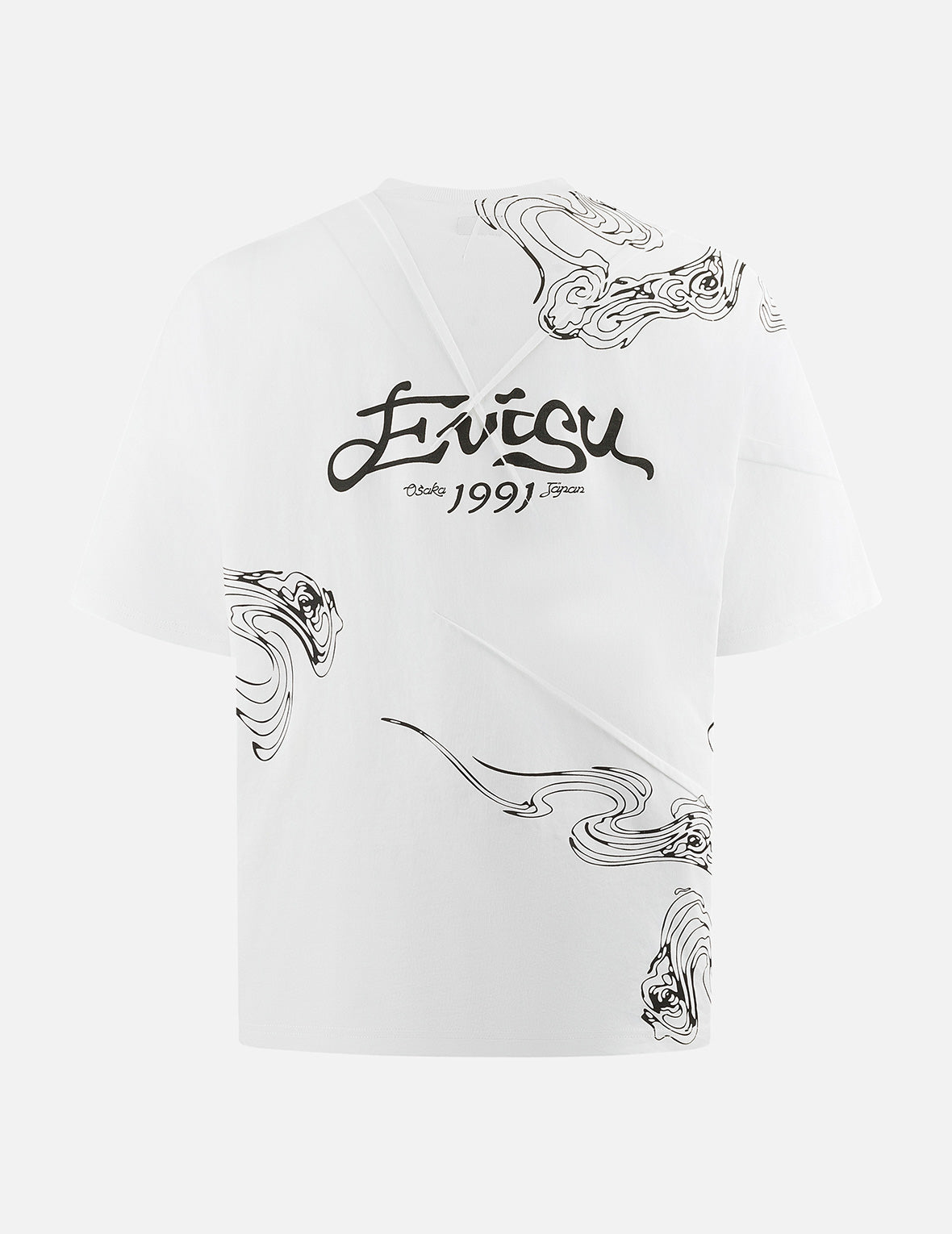 Auspicious Cloud and Logo Print Loose Fit T-Shirt